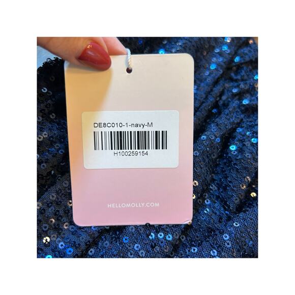 NWT - Hello Molly Navy Blue Sequined Gown - Size M - Picture 13 of 16